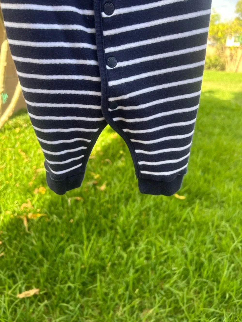 Ralph Lauren Navy & White Striped Baby Footie